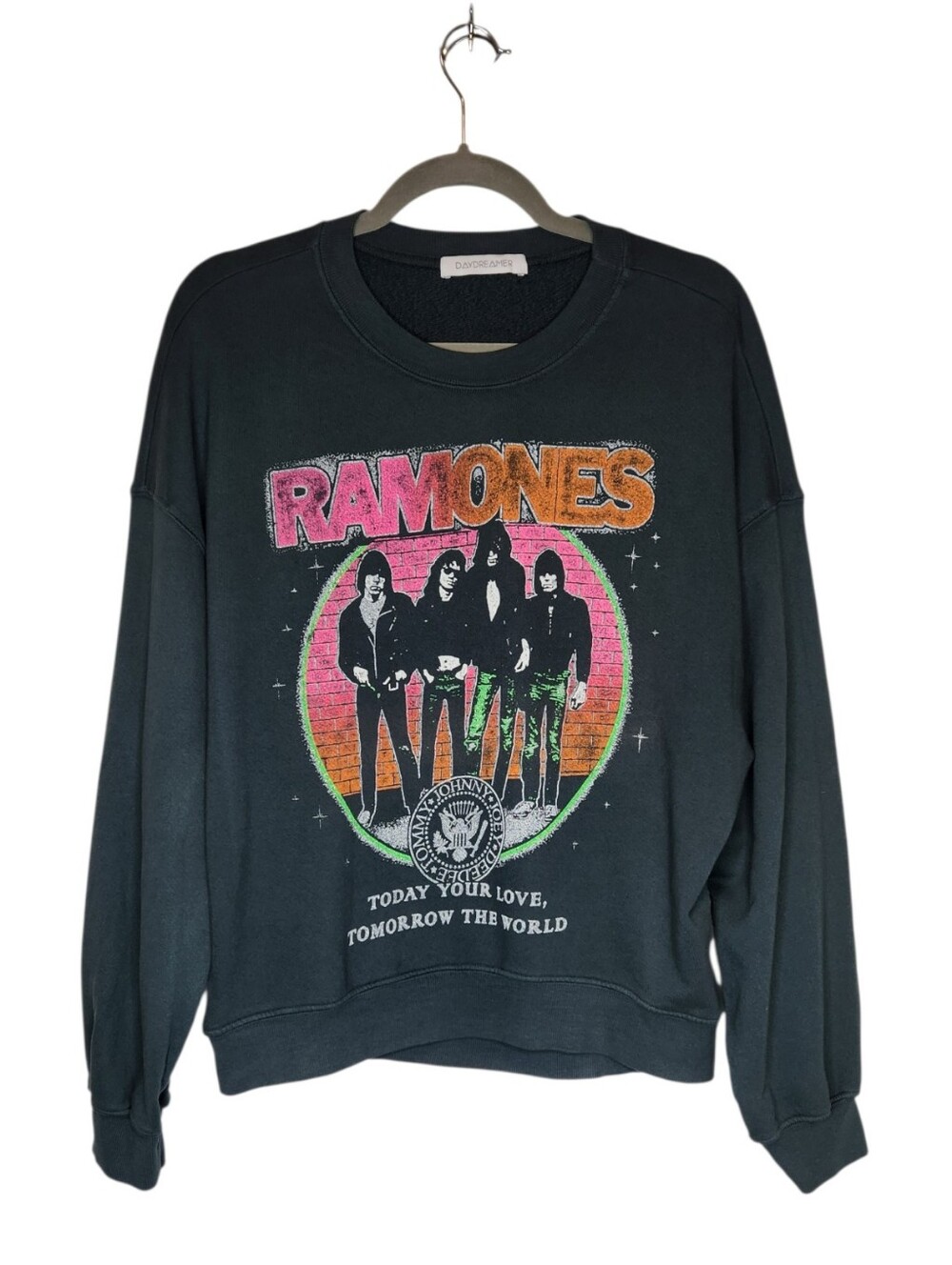 Daydreamer Ramones Oversized Faded Black Sweatshirt Size Small